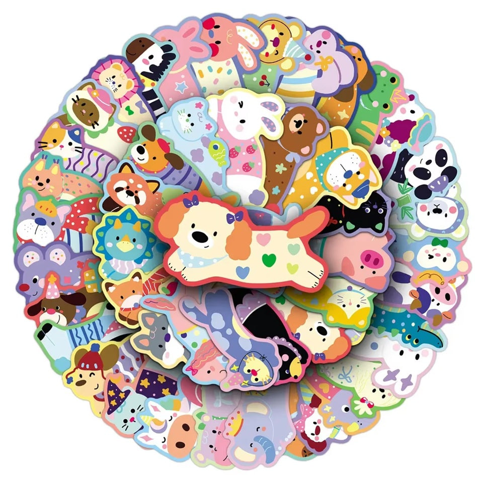 Stickers Animaux Colorés Lot de 20