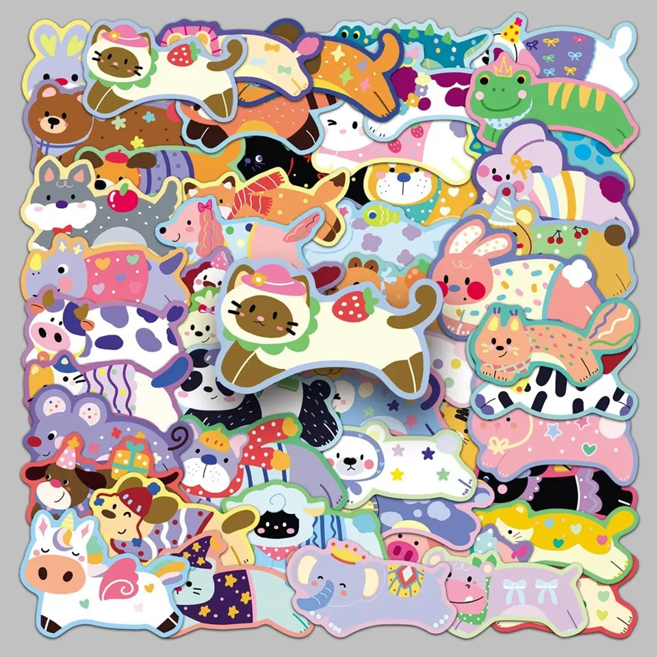 Stickers Animaux Colorés Lot de 20