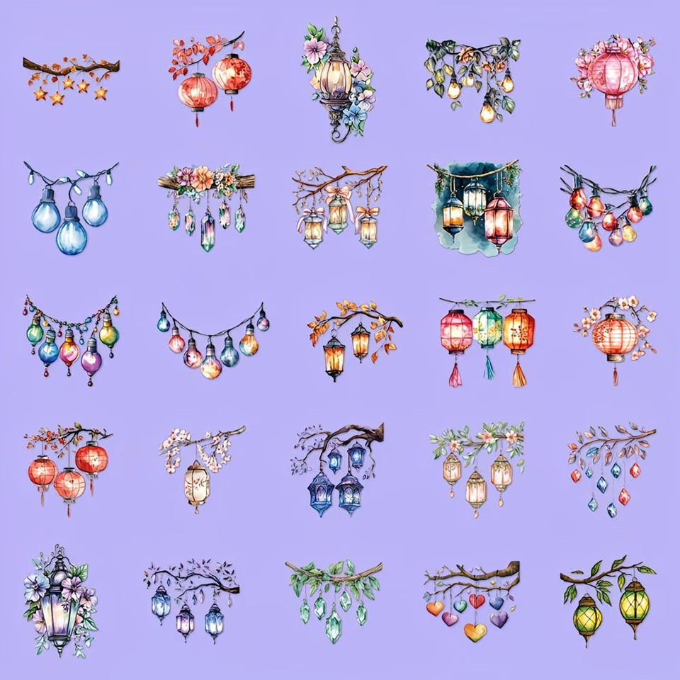 Lot de 20 Stickers Lanternes Décoratives