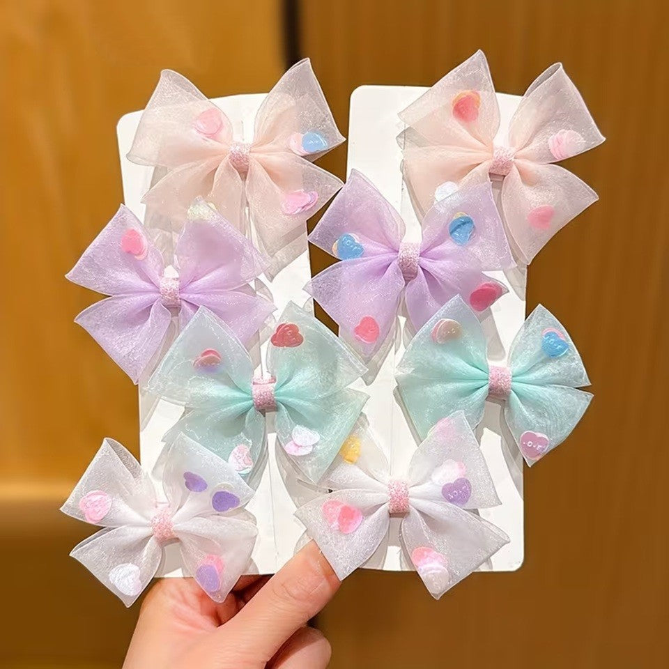 Pinces à Cheveux Noeud Organza Coeurs