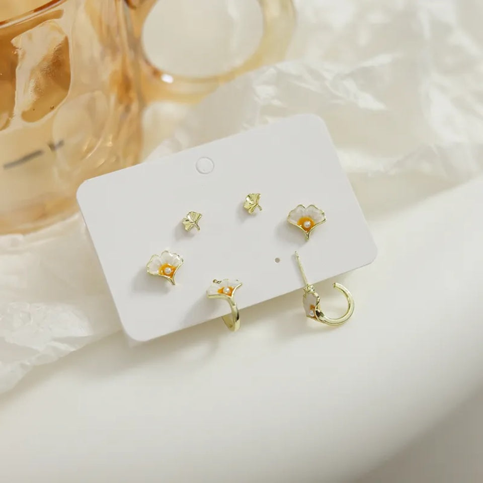 Boucles d'Oreilles Ginkgo en Lot de 3
