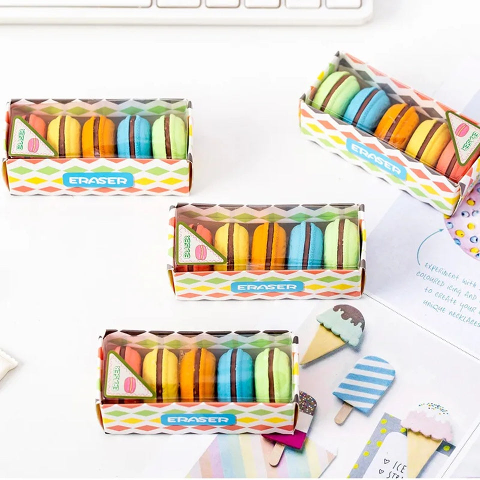 Lot de 5 Gommes en Forme de Macarons