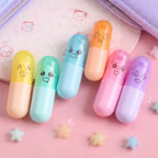 Lot de 6 Surligneurs en Capsule à Visages Mignons