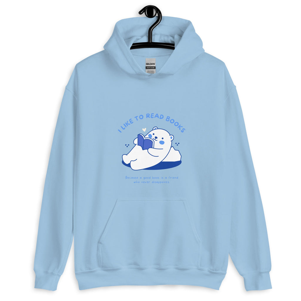 Sweatshirt à Capuche Bleu Ciel Motif Ours Lecteur