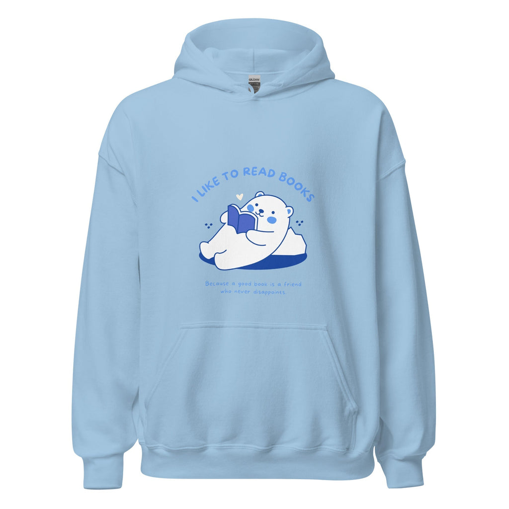 Sweatshirt à Capuche Bleu Ciel Motif Ours Lecteur
