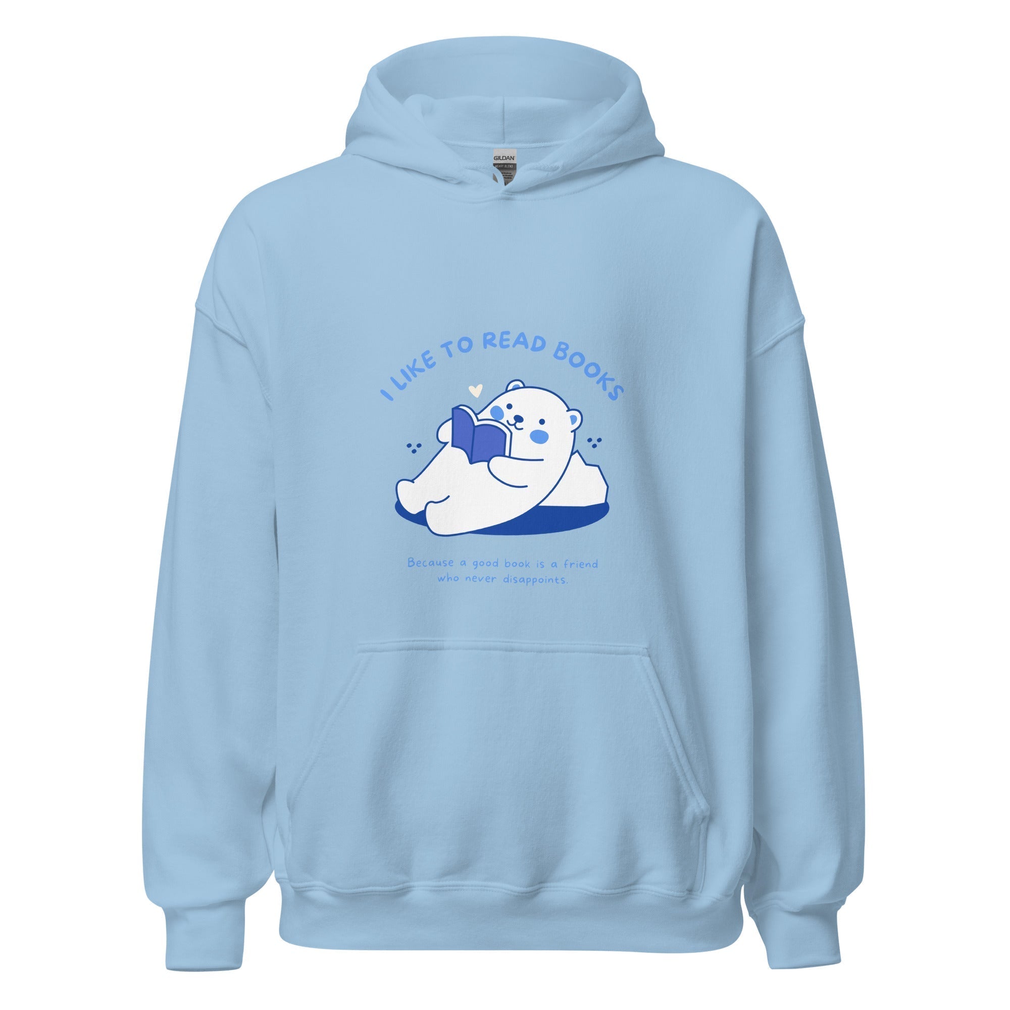 Sweatshirt à Capuche Bleu Ciel Motif Ours Lecteur