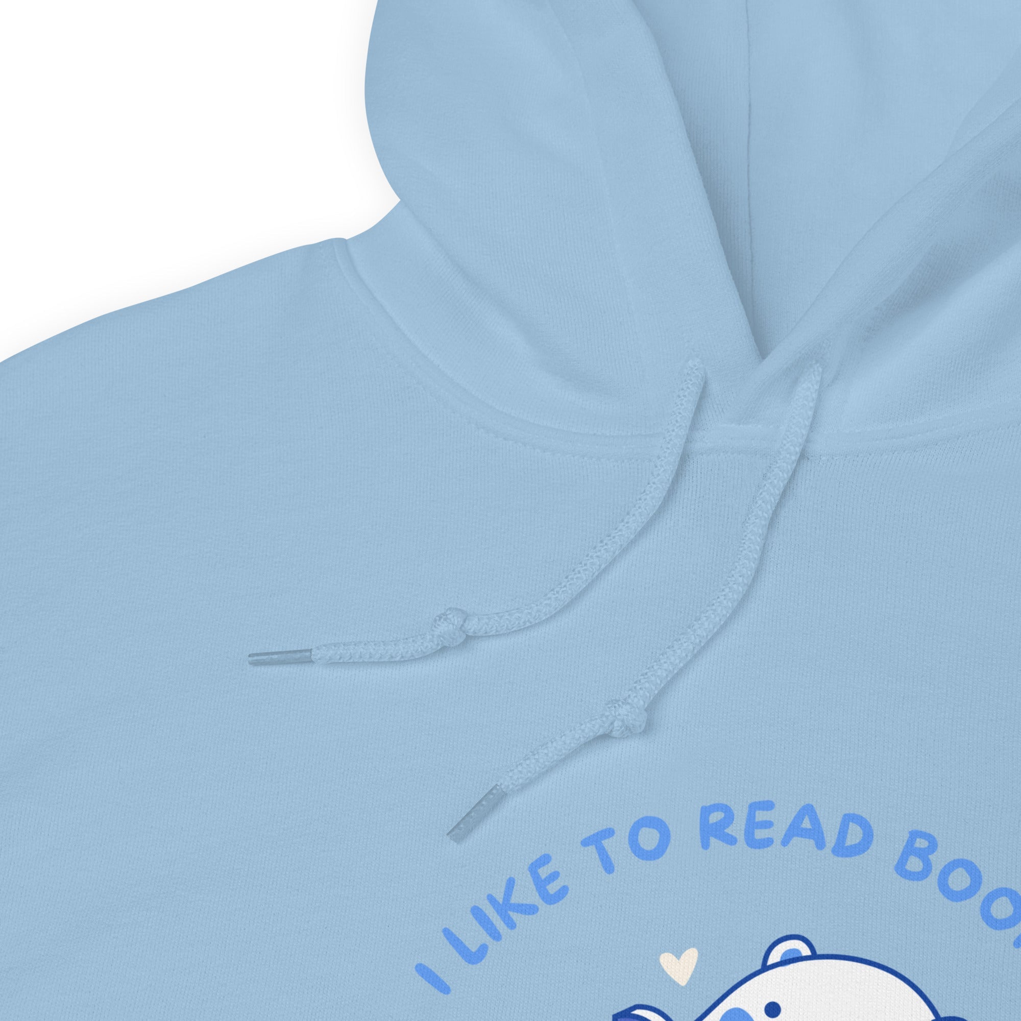 Sweatshirt à Capuche Bleu Ciel Motif Ours Lecteur