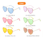 Lunettes de Soleil Cœur Bleu Clair à Monture Dorée