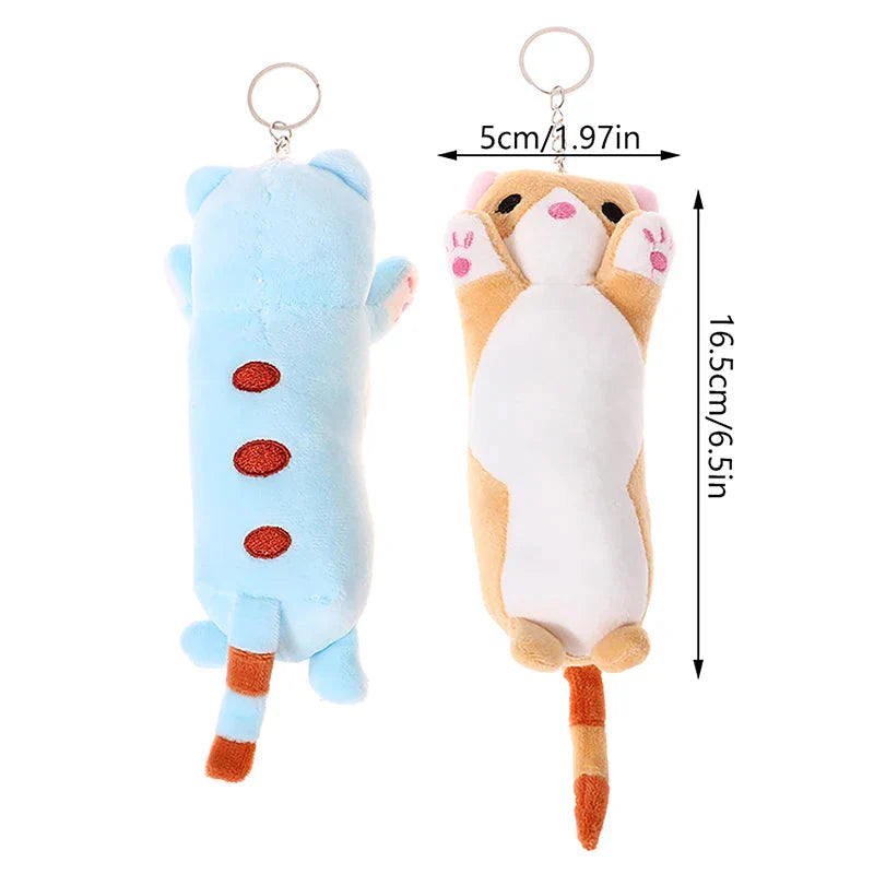 Trousse en Peluche Longue Chat Rose et Blanche