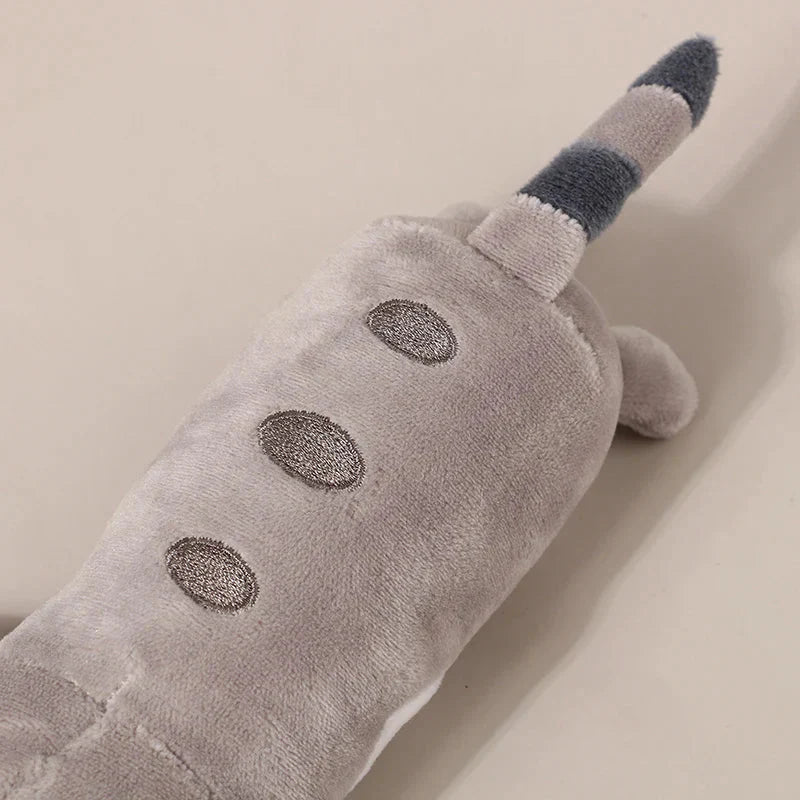 Trousse en Peluche Longue Chat Rose et Blanche
