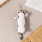 Trousse en Peluche Longue Chat Rose et Blanche