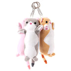 Trousse en Peluche Longue Chat Rose et Blanche