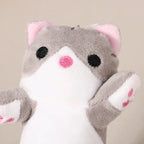 Trousse en Peluche Longue Chat Rose et Blanche