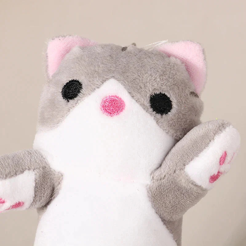Trousse en Peluche Longue Chat Rose et Blanche