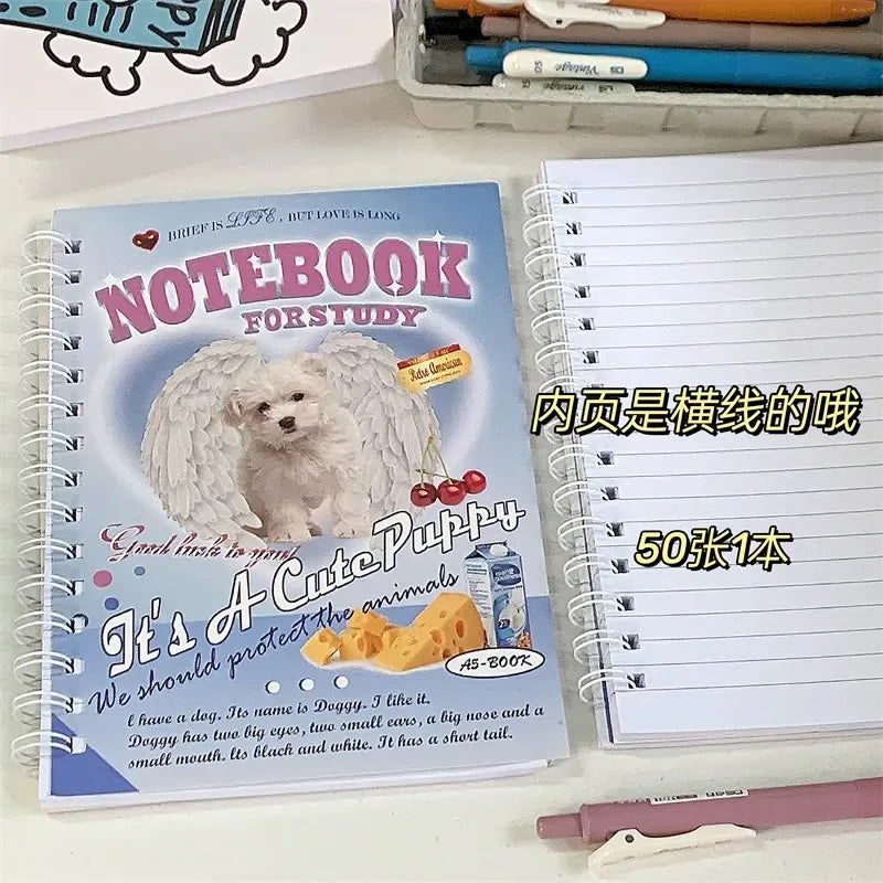 Carnet à Spirale Kawaii Rose aux Chats et Cœurs