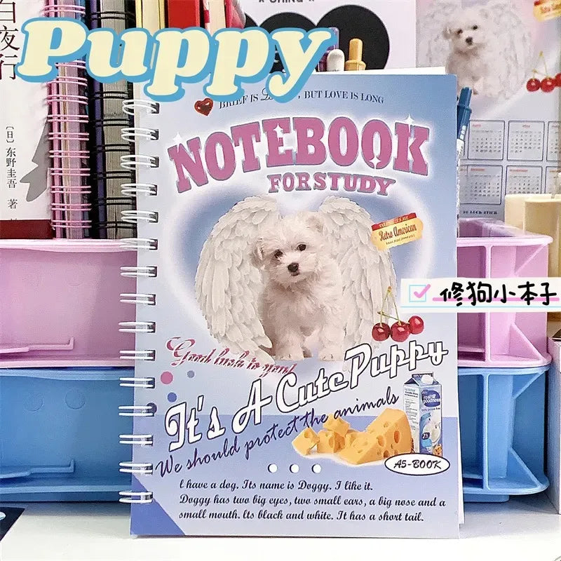Carnet à Spirale Kawaii Rose aux Chats et Cœurs