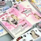 Carnet à Spirale Kawaii Rose aux Chats et Cœurs
