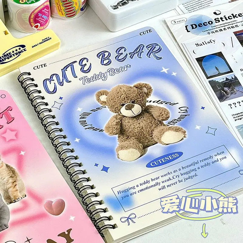 Carnet à Spirale Kawaii Rose aux Chats et Cœurs