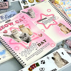 Carnet à Spirale Kawaii Rose aux Chats et Cœurs