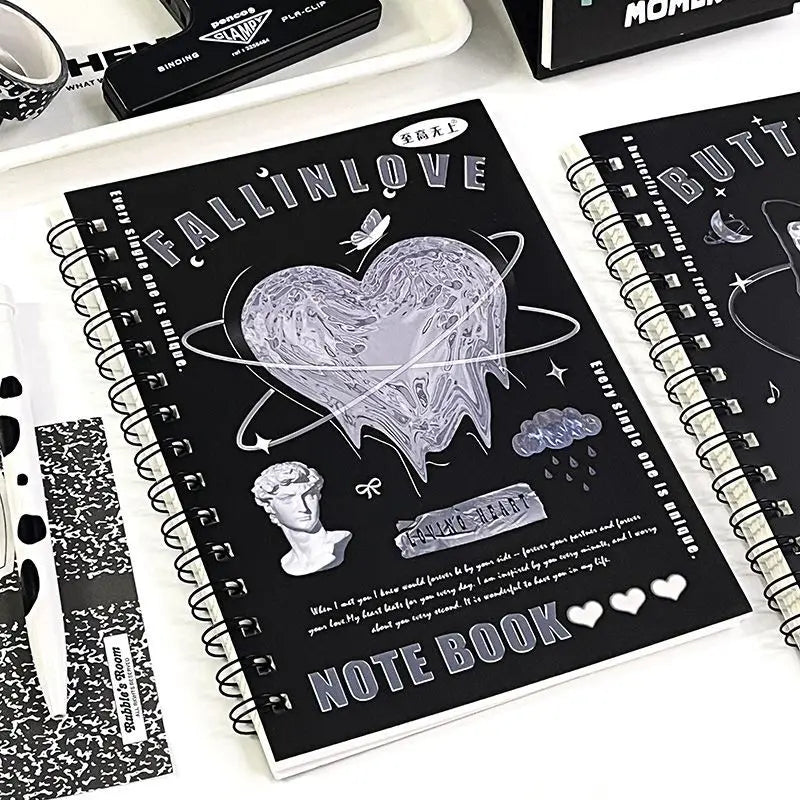 Carnet à Spirale Kawaii Rose aux Chats et Cœurs