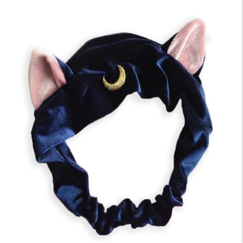 Bandeau en Velours à Oreilles de Chat et Lune