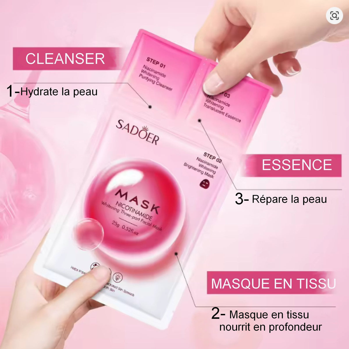 Masque Visage Niacinamide 3 Étapes