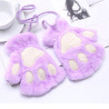 Mitaines Pluche Patte de Chat Mauve