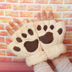 Mitaines en Peluche Patte de Chat Beige