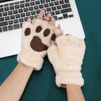 Mitaines en Peluche Patte de Chat Beige