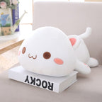Peluche Kawaii Blanche Allongée et Joues Roses