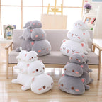 Peluche Kawaii Blanche Allongée et Joues Roses