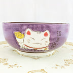 Bol rond en céramique chat porte-bonheur japonais multi-tailles - Câlin Kawaii