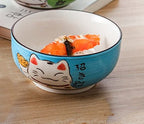 Bol rond en céramique chat porte-bonheur japonais multi-tailles - Câlin Kawaii