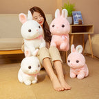 Peluche Lapin Blanche et Rose Pâle à Nœud