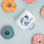 Mug en Céramique Blanc avec Chat Kawaii Bleu Marine