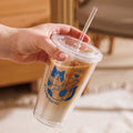 Gobelet en Plastique Transparent Chat Bleu avec Paille