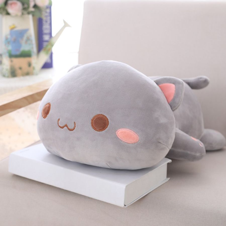 Peluche Kawaii Blanche à Oreilles Roses