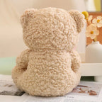 Ourson en Peluche Marron Bouclé, Nœud Papillon et Bouquet