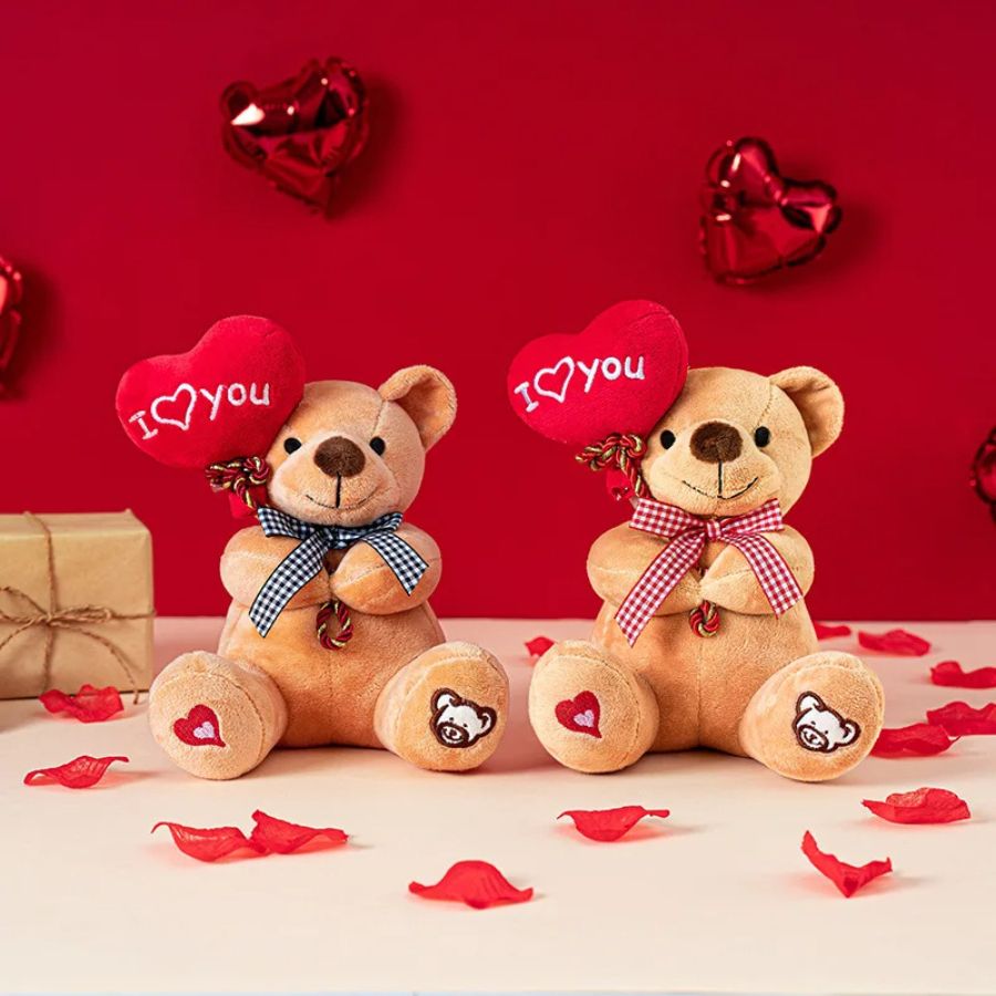 Ours en Peluche Marron Clair avec Cœur I ♡ You