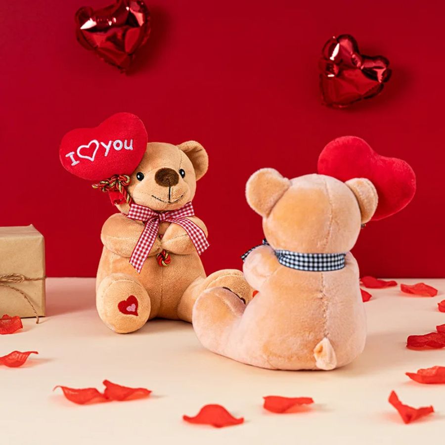 Ours en Peluche Marron Clair avec Cœur I ♡ You