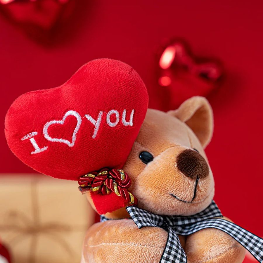Ours en Peluche Marron Clair avec Cœur I ♡ You