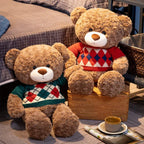 Ours en Peluche Marron Doux avec Pull Argyle