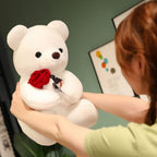 Ours en Peluche Doux avec Rose Rouge et Ruban