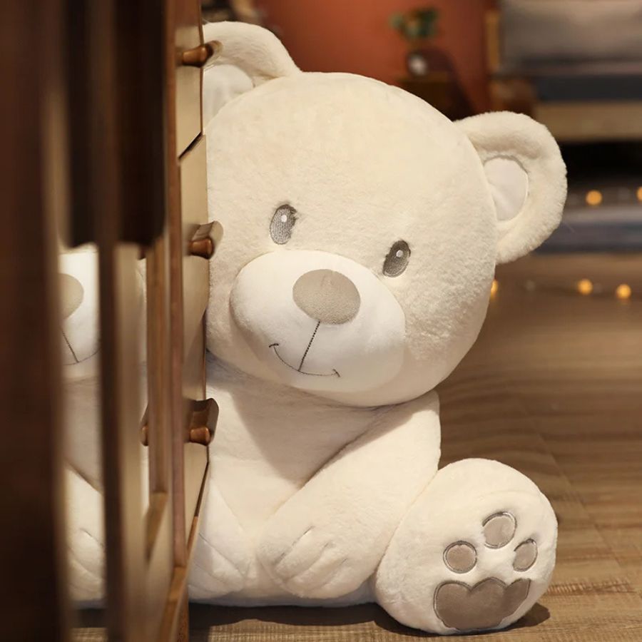 Ours en Peluche Crème Moelleux aux Pattes Brodées