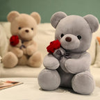 Ours en Peluche Doux avec Rose Rouge et Ruban