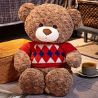Ours en Peluche Marron Doux avec Pull Argyle