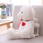 Ours en Peluche Douce avec Cœur Rouge et Nœud à Carreaux