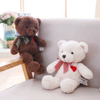 Ours en Peluche Douce avec Cœur Rouge et Nœud à Carreaux