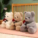 Ours en Peluche Doux avec Rose Rouge et Ruban