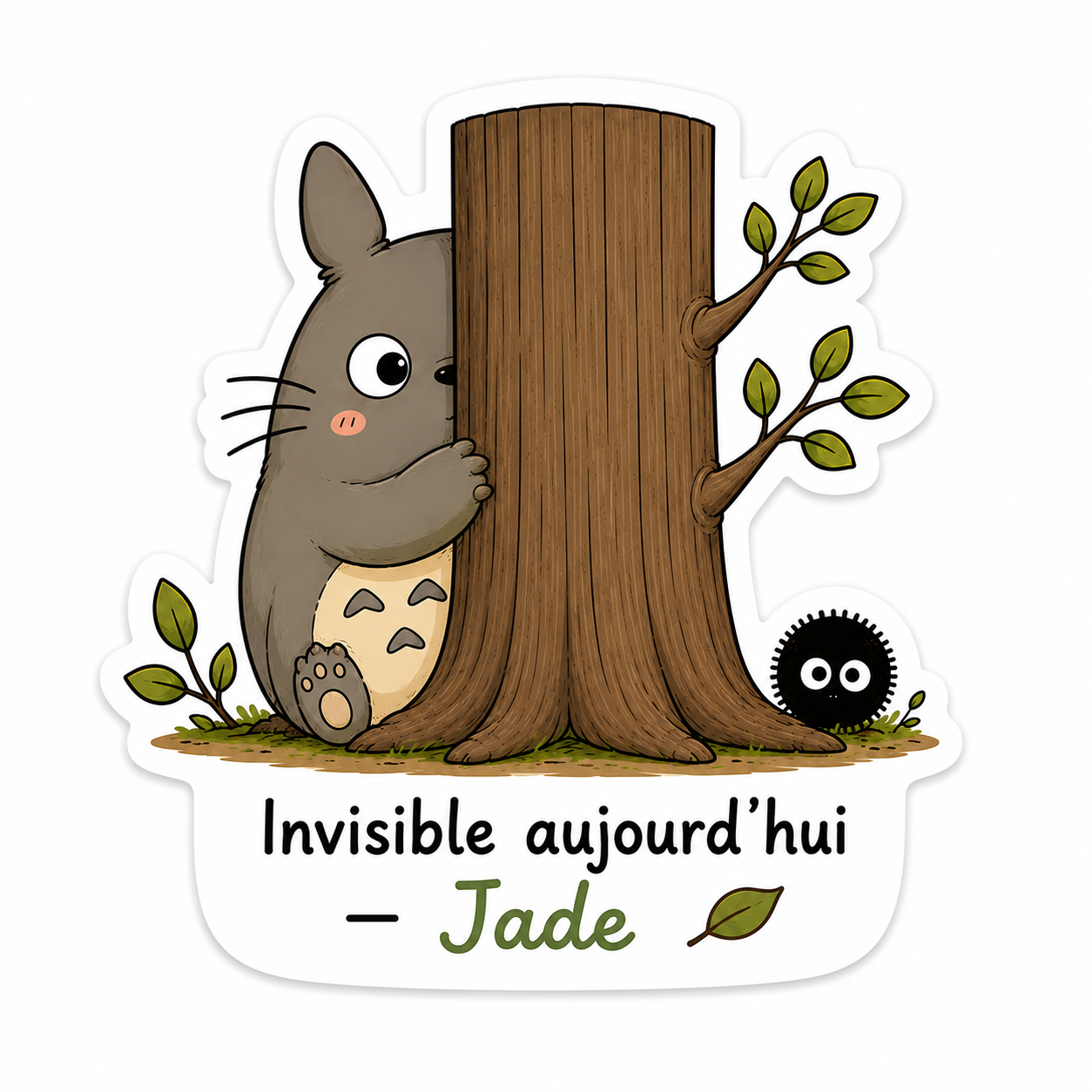 Autocollant Totoro « Invisible Aujourd'hui Jade »